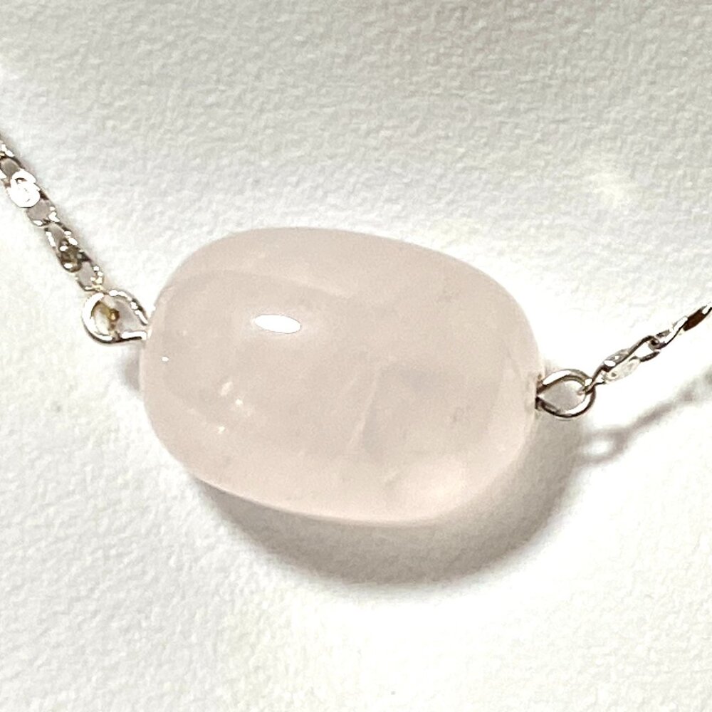 2/$20, Natural Rose Quartz Necklace, Genuine Barrel Gemstone & Stainless Chain